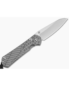 Chris Reeve Small Sebenza 31 Left Hand Insingo Forever Flag Glass Blasted Titanium MagnaCut Folding Knife (2.94" Blade) S31-1509 - CRK-S31-1509 1