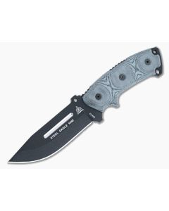 TOPS Knives Steel Eagle 105E Black Linen Micarta Handles Traction Coated 1095 Hunter's Point Blade - TP-105E 1