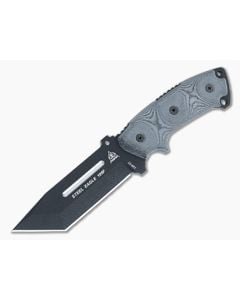 TOPS Knives Steel Eagle 105F Black Linen Micarta Handles Traction Coated 1095 Tanto Point Blade - TP-105F 1