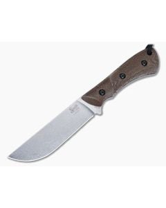 Smith & Sons Delta Fixed Blade Natural Micarta Handle Stonewashed CPM-3V Drop Point Blade SM20128 - SS-SM20128 1
