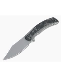 WE Knives Snick Gray Stonewashed 20CV Marbled Carbon Fiber Inlaid Nested Frame Lock Flipper WE19022F-2 - WE-WE19022F-2 1