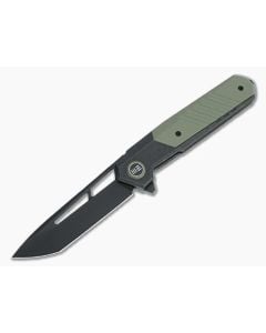 WE Knives Arsenal Ostap Hel Black Stonewashed 20CV OD Green G10 Frame Lock Flipper WE20073-2 - WE-WE20073-2 1