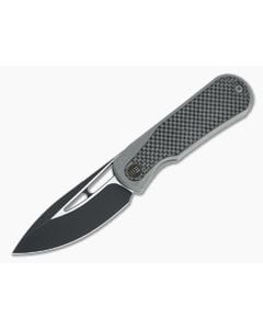 WE Knives x Hel Baloo Front Flipper Black Stonewashed 20CV Carbon Fiber Gray Titanium Folder WE21033-2 - WE-WE21033-2 1