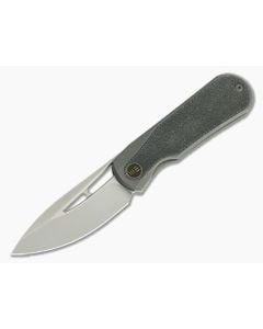 WE Knives x Hel Baloo Front Flipper Blasted 20CV Dark Green Micarta Gray Titanium Folder WE21033-4 - WE-WE21033-4 1
