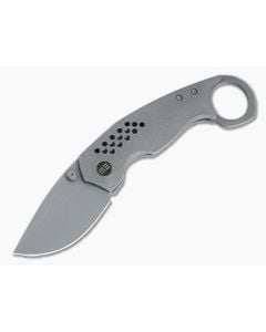 WE Envisage Front Flipper Gray Titanium Handle Stonewashed 20CV Drop Point Blade WE22013-1 - WE-WE22013-1 1