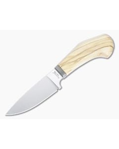 LionSteel Willy EDC Fixed Blade Olive Wood Handle Satin M390 Drop Point WL1-UL - LS-WL1-UL 1