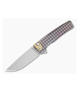 MachineWise Sonora #2280 Bronze Anodized Sunray Textured Ring Glyph Titanium Brass Bolster S90V Lightwash Button Lock Flipper (3.35" Blade) - MCW-009 1