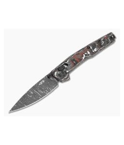 Zero Tolerance 0117VFDAM Red/White Carbon Fiber Vegas Forge Damascus Crossbar Lock Knife (3.30" Blade) - ZT-0117VFDAM 1