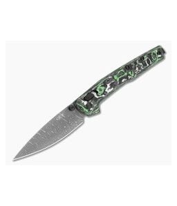 Zero Tolerance 0117VFGW Green/White Carbon Fiber Vegas Forge Damascus Crossbar Lock Knife (3.30" Blade) - ZT-0117VFGW 1
