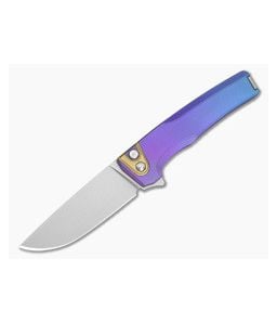 MachineWise Sonora #2191 Purple to Blue Fade Anodized Diamond Textured Titanium Brass Bolster S90V Lightwash Button Lock Flipper (3.35" Blade) - MCW-012 1
