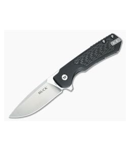Buck Stinger Black Aluminum Carbon Fiber D2 Satin Drop Point Frame Lock Folding Knife (3.00") 0714BKS - BU-0714BKS 1