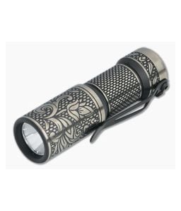 CWF Arcadian Hitex Paisley Engraved Satin TRD Titanium Flashlight (4500K) - CWF-072 1