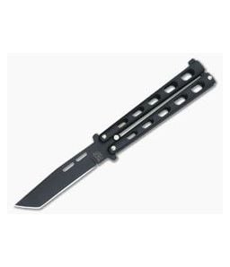 Bear and Son Cutlery 4.25" Black Tanto Point Butterfly Knife 115TANB - BS-115TANB 1