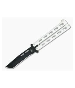 Bear and Son Cutlery Black Tanto Point White Butterfly Knife 115TANW - BS-115TANW 1