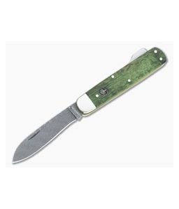 Boker Solingen Hunter's Knife Mono Damascus Green Curly Birch Lock Back Folder 118030DAM - BO-118030DAM 1