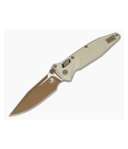 Microtech Socom RAM-LOK S/E Single Edge Champagne Gold Frag Aluminum M390MK Burnt Bronze Folding Knife (3.80" Blade) 160RL-1FRCG-C19Z23 - MT-160RL-1FRCG-C19Z23 1