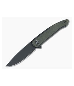 WE Knives Smooth Sentinel Black Stonewashed 20CV Green Micarta Inlaid Flipper WE20043-4 - WE-WE20043-4 1