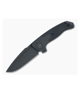 WE Knives x Elishewitz Press Check Drop Point Black Stonewashed 20CV Black G10 Titanium Flipper WE20078B-1 - WE-WE20078B-1 1