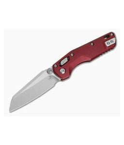 Microtech MSI Mini RAM-LOK Merlot Red Fluted Aluminum M390MK Stonewash Folding Knife (3.19" Blade) 210M-10FLMR - MT-210M-10FLMR 1