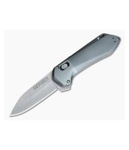 Gerber Highbrow Compact Grey Stonewashed Plain Assisted Flipper 30-001518N - GB-30-001518N 1