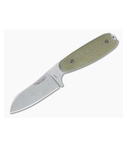 Bradford Guardian3.5 Sheepsfoot Stonewashed M390 3D Green Micarta Fixed Blade - BK-35SF-102-M390 1