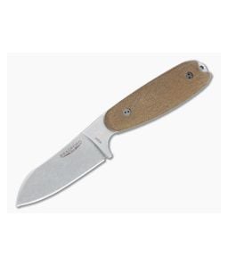 Bradford Guardian3.5 Sheepsfoot Stonewashed M390 3D Natural Micarta Fixed Blade - BK-35SF-104-M390 1