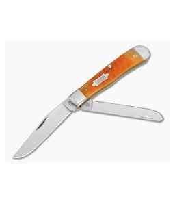 Case Trapper Persimmon Orange Bone Gator Jig Carbon Steel Pocket Knife (4.15" Closed) 38070 - CA-38070 1