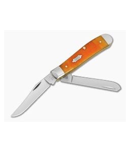 Case Mini Trapper Persimmon Orange Bone Gator Jig Carbon Steel Pocket Knife (3.50" Closed) 38071 - CA-38071 1
