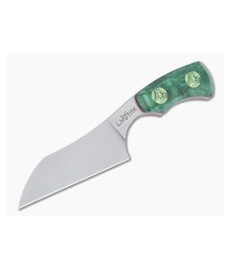 Lhotak Designs Neck Knife Green Box Elder Burl Wood with Red G10 Liner ATI 425 Wharncliffe Blade 4945 - CU-4945 1