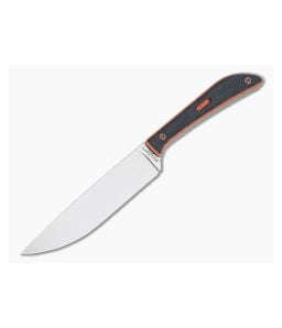 Lhotak Designs Scrap Knife Black Crosscut Canvas Micarta with Orange G10 Liner ATI 425 Drop Point Blade 4948 - CU-4948 1
