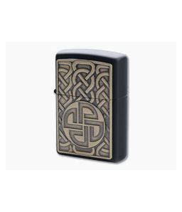 Zippo Windproof Lighter Antique Brass Norse Emblem Matte Black 49538 - ZI-49538 1