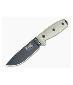 ESEE 4 Black Blade 3D Green Canvas Micarta Handles Fixed Blade 4PB-017 - ESEE-4PB-017 1