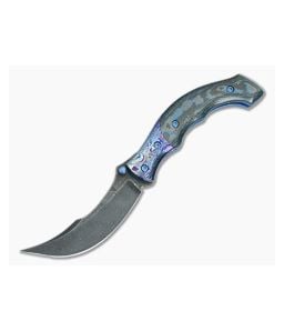 Alan Folts Custom Rite #8 Damascus and Blue Fatcarbon - CU-5048 1
