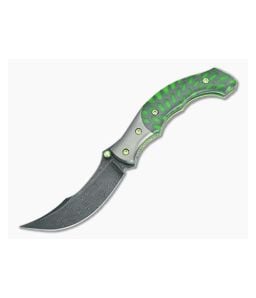 Alan Folts Custom Rite #7 Damascus and G10-Glow Hybrid - CU-5049 1