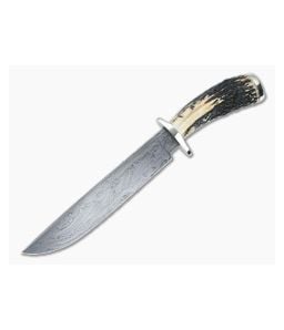 Bill Miller Custom Bowie Stag and 3-Bar Damascus - CU-5127 1