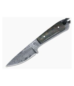 Bill Miller Custom Neck Knife 224-Layer Damascus and Vintage Rag Micarta - CU-5142 1