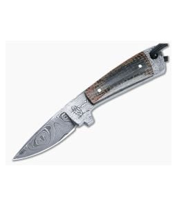 Bill Miller Custom Slender Neck Knife 224-Layer Damascus and Canvas Micarta - CU-5143 1