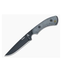 TOPS Knives Skinat Fixed Blade Black Linen Micarta Handles Black Coated 1095 Drop Point SK521 - TP-SK521 1