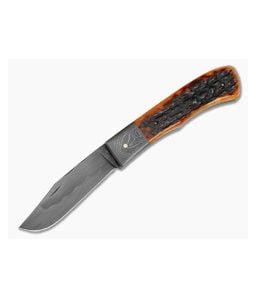Chuck Hawes Custom Remington Style Folder Amber Stag Jigged Bone W2 Hamon - CU-5294 1