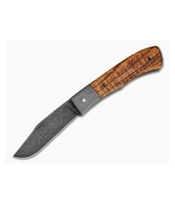 Chuck Hawes Custom Remington Style Folder Tiger Striped Ash Damascus - CU-5295 1