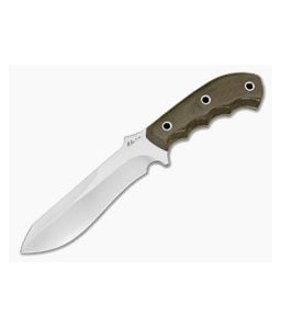 Mike Irie Custom TS-7 OD Green Canvas Micarta CPM-154 Fixed Blade Knife (5.65") - CU-5302 1