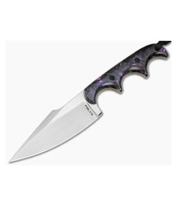 Alan Folts Custom Personal Minimalist Purple Galaxy Acrylic Hand Rubbed Elmax EDC Fixed Blade Knife (3.06") - CU-5306 1