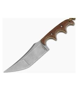 Alan Folts Custom Minimalist Katana Natural Micarta Tumbled Elmax EDC Fixed Blade Knife (3.59") - CU-5312 1