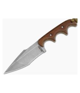 Alan Folts Custom Minimalist Neo Tanto Natural Micarta Tumbled Elmax EDC Fixed Blade Knife (3.06") - CU-5313 1