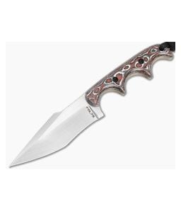 Alan Folts Custom Minimalist Neo Tanto Red/White FatCarbon Hand Rubbed Elmax EDC Fixed Blade Knife (3.06") - CU-5314 1