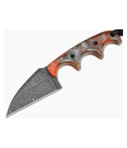 Alan Folts Custom Minimalist Modified Wharncliffe Copper Core Acrylic Damascus EDC Fixed Blade Knife (2.12") - CU-5318 1