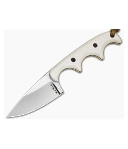 Alan Folts Custom Minimalist Drop Point Ivory White G10 Mirror Polish CPM-154 EDC Fixed Blade Knife (2.15") - CU-5321 1