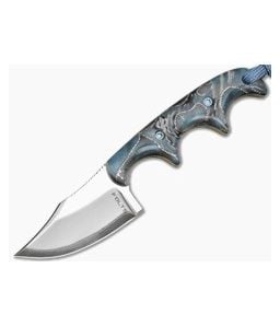 Alan Folts Custom Minimalist Bowie Aluminum/Carbon Glow Custom Acrylic Polished Hitachi Blue San Mai EDC Fixed Blade Knife (2.06") - CU-5326 1