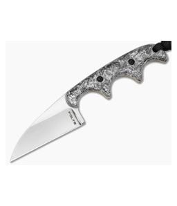 Alan Folts Custom Minimalist Wharncliffe White FatCarbon Mirror Polish CPM-154 EDC Fixed Blade Knife (2.12") - CU-5328 1
