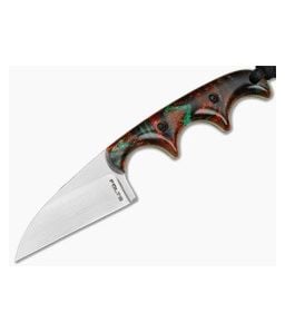 Alan Folts Custom Minimalist Wharncliffe Copper/Green Acrylic Hand Rubbed CPM-154 EDC Fixed Blade Knife (2.12") - CU-5329 1